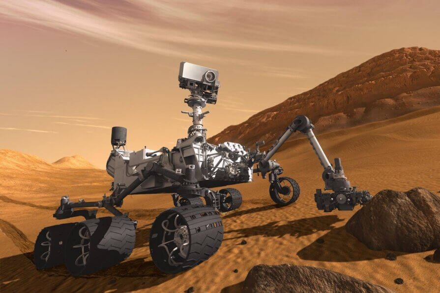Sonda Curiosity no solo do planeta Marte
